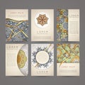 Design collection with mandala symbols. Set of business cards with circle ornament. Royalty Free Stock Photo