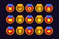 Design for complete set of level button game popup icon window and elements