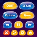 Design for complete set of level button game popup icon window and elements Royalty Free Stock Photo
