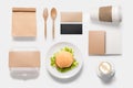 Design concept brand of mockup burger set isolated on white bac Royalty Free Stock Photo