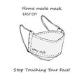 Design concept of Medical information poster with text Stop touching your face Home made face pollution textile mask. Hand drawn