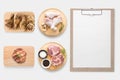 Design concept of mockup clipboard and pork, chicken drumstick