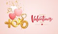 Design concept for a poster background for Valentines Day with gold, red different heart shapes and an inscription xoxo