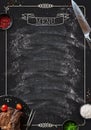 Black chalkboard as mockup for restaurant menu Royalty Free Stock Photo