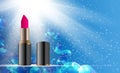 Design Cosmetics Product Lipstick Template for Ads or Magazine Background. 3D Realistic Vector Iillustration