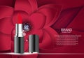 Design Cosmetics Product Lipstick Template for Ads or Magazine Background. 3D Realistic Vector Iillustration