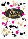 Design of the cover of the notebook. My notebook. Stylish lettering. Bright turquoise cover with colorful splashes and blots of pa