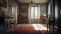Design of a cozy living room interior in a modern French style. AI generated.