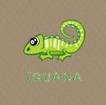 Design Cute iguana cartoon. small icon for stock. Royalty Free Stock Photo