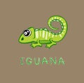 Design Cute iguana cartoon. small icon for stock. Royalty Free Stock Photo