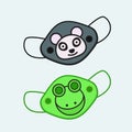 DESIGN CUTE MASK TEMPLATE PANDA AND FROG