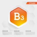 Vitamin B3 icon Drop collection set, cholecalciferol. golden drop Vitamin complex drop. Medical for heath Vector illustration