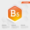 Vitamin B5 icon Drop collection set, cholecalciferol. golden drop Vitamin complex drop. Medical for heath Vector illustration