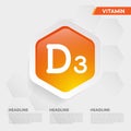 Vitamin D3 icon Drop collection set, cholecalciferol. golden drop Vitamin complex drop. Medical for heath Vector illustration