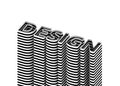 DESIGN 3D word in black and white stripes, isolated. 3D rendering. Raster.