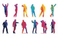 Fun dancing joy shadow background silhouettes disco people colourful group celebration design Royalty Free Stock Photo