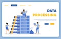 Design of data processing with algorithms that collected and organized in a database server system. vector illustration can be Royalty Free Stock Photo