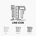 Design, designer, digital, tools, pencil Icon in Thin, Regular and Bold Line Style. Vector illustration Royalty Free Stock Photo