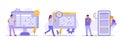Design and Development illustrations. Mega set. Collection of scenes with men and women involved in software or web development. Royalty Free Stock Photo