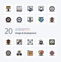 20 Design Development Line Filled Color icon Pack like programing development coding design shape