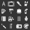 Design and drawing tools icons set grey vector Royalty Free Stock Photo