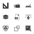 Simple vector icons. Flat illustration on a theme Design and drawing tools Royalty Free Stock Photo