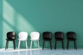 Design Dynamics: Black and White Chairs in a Vibrant Setting. Royalty Free Stock Photo