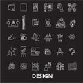 Design editable line icons vector set on black background. Design white outline illustrations, signs, symbols Royalty Free Stock Photo