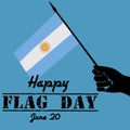 Design Edition Argentina Flag Day June 20. Image of person holding an Argentine flag. Royalty Free Stock Photo