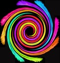 Design element, abstract, rainbow spiral swirl on black, multicolor transitions, beautiful background, colorful print Royalty Free Stock Photo