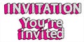 Word vector Invitation , You are invited on transparent background. Doll pop art style.