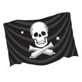 Design element decorative pirate flag with skull and two crossed cast iron guns. Icon, icon. Vector image Royalty Free Stock Photo