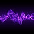 Design Element Stylized Glowing Luminescent Abstract Violet Wave Line for Dark Background