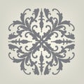 Design element vector of fancy symmetrical pattern in dark gray on neutral off white or light brown color background, elegant Vict