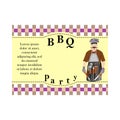 Design elements for barbecue, invitation card with the image of BBQ-man