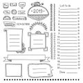 Design elements for bullet journal or planner. Royalty Free Stock Photo