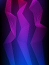 Neon Design element wavy from many parallel lines02