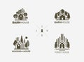 Design elements for icon, emblem for Wooden house, barn house