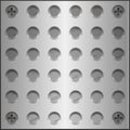 Design elements - metal plate with holes on the screws. Royalty Free Stock Photo