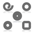 Design elements. Patterns in circle, spiral and square shape. Royalty Free Stock Photo
