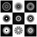 Design elements set. Abstract black and white circle decorative icons Royalty Free Stock Photo