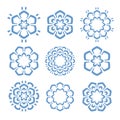 Design elements set. Abstract  blue floral icons Royalty Free Stock Photo