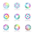 Design elements set. Abstract circular multicolour icons Royalty Free Stock Photo