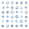 Design elements set. Abstract icons in blue colors. Royalty Free Stock Photo