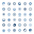 Design elements set. Abstract icons in blue colors. Royalty Free Stock Photo