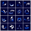 Design elements set. Abstract icons in blue and white colors Royalty Free Stock Photo