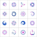 Design elements set. Abstract star, sun and spiral shape icons Royalty Free Stock Photo