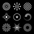 Design Elements Set. Abstract White Dots Icons on Black Background Royalty Free Stock Photo