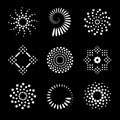 Design Elements Set. Abstract White Dots Icons on Black Background Royalty Free Stock Photo