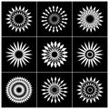 Design elements set. Abstract white icons on black background Royalty Free Stock Photo